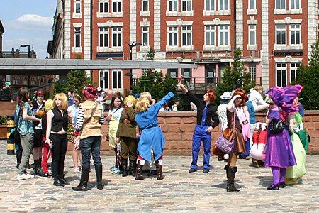 Cosplayers Outside MCM Expo Manchester