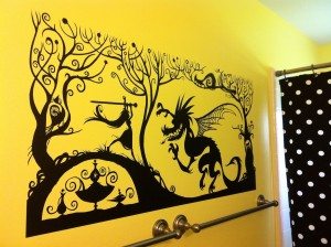 Fantasy dragon and princess decal