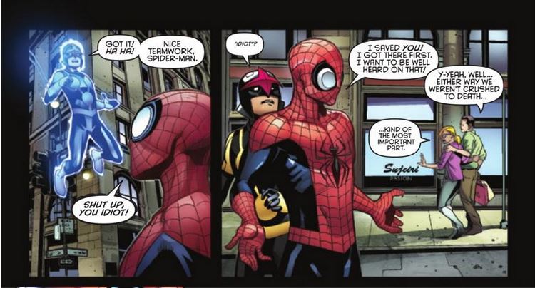 Nova and Spidey Jerk...umm...Superior Spider-Man  Image: Copyright Marvel