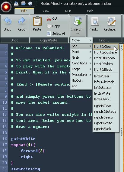Insert tool in RoboMind. Screenshot by Ariane Coffin.