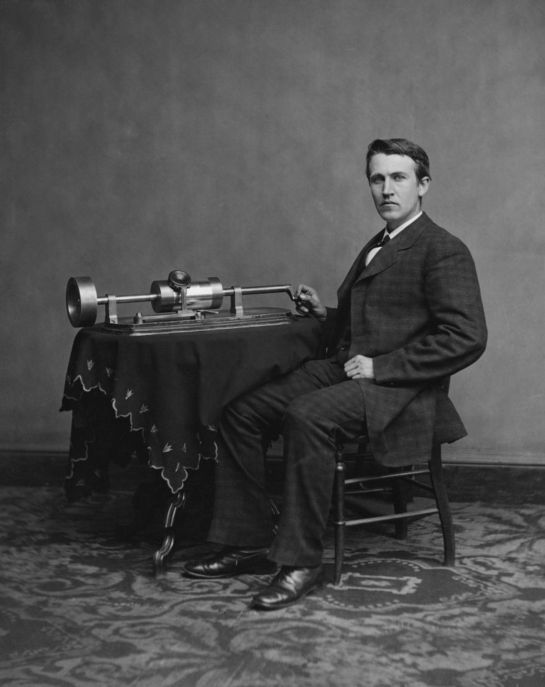 Here is Edison, with one of his more successful projects, the phonograph. Photo: Italy's Wikipedia