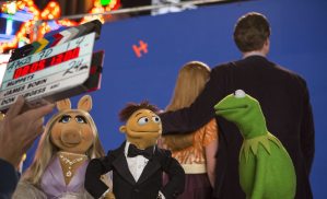 Muppets on the set.