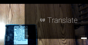 iPad with spanish sign and Translate option selected on Glass