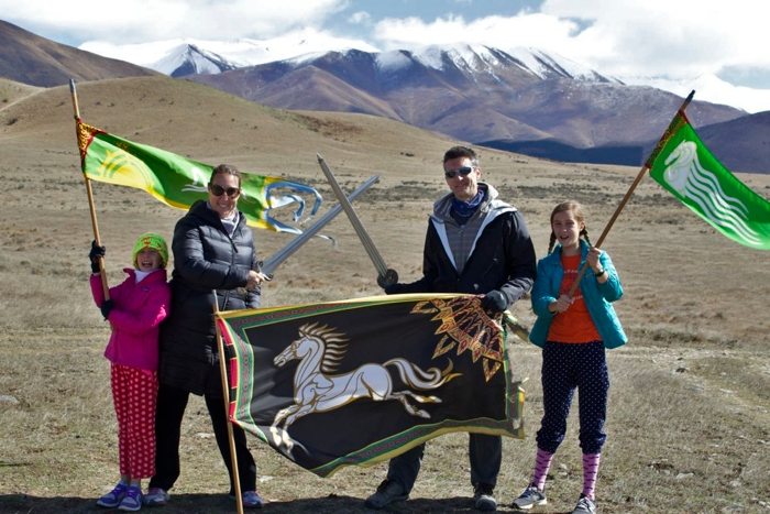 Our family posing on Pelennor Fields
