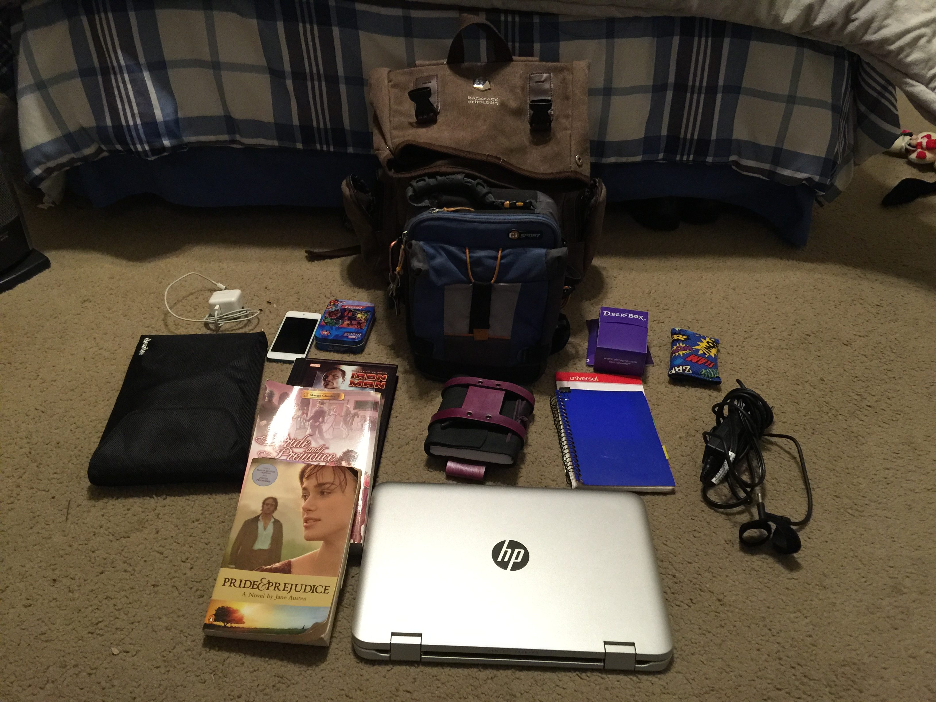 The stuff inside my bag.  Image: Dakster Sullivan