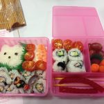 My finished bento box. Fun, but too much work for me to keep it up! Photo credit: Ariane Coffin.