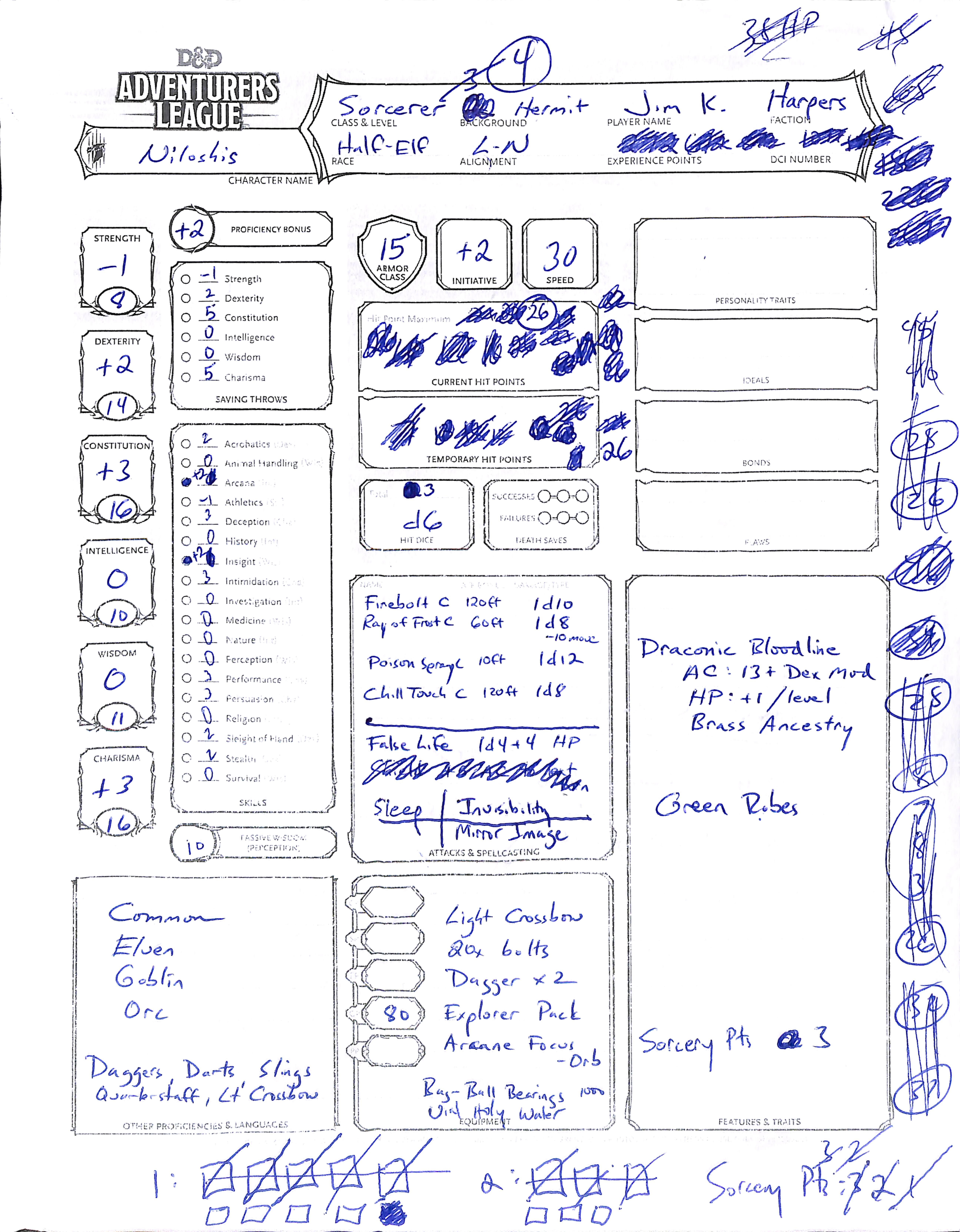 Level 3 Character Sheet