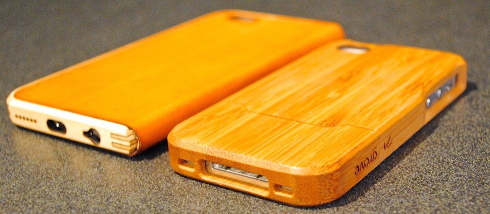A pair of Grovemade iPhone cases