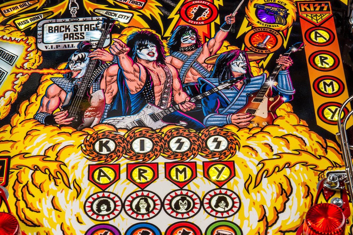 KISS pinball playfield art by Stern Pinball, Inc.