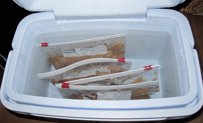 steaks in cooler