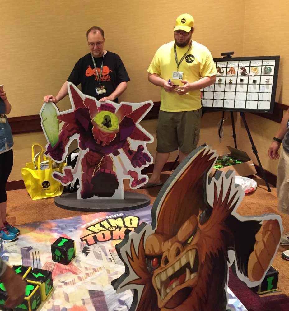 Gamers playing the Giant edition of King of Tokyo
