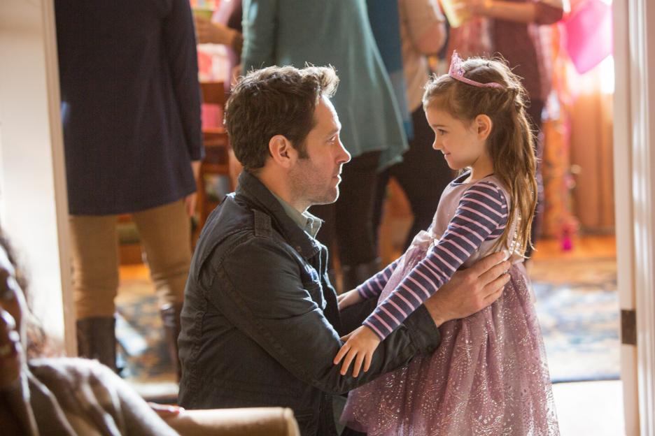 Scott Lang (Paul Rudd) visits his daughter Cassie (Abby Ryder Fortson) at her birthday party. Photo © Disney