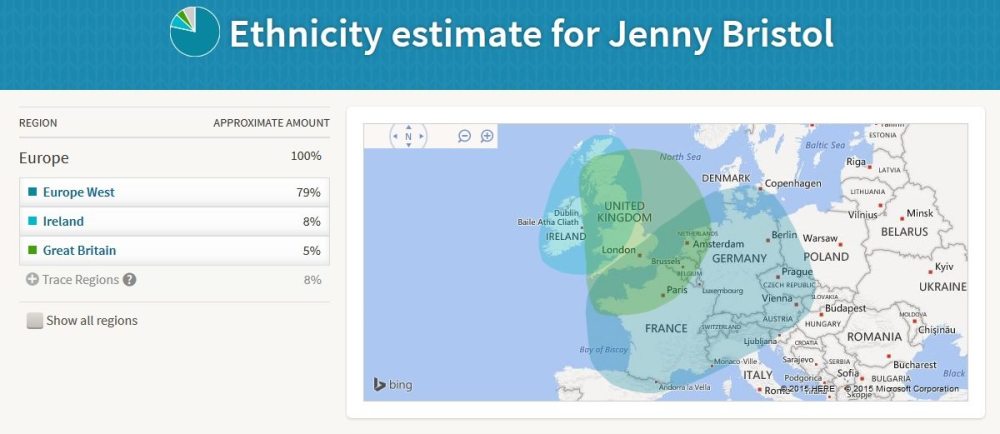 My latest Ancestry DNA results. (The Ancestry DNA folks update their algorithm occasionally.) Screenshot: Jenny Bristol