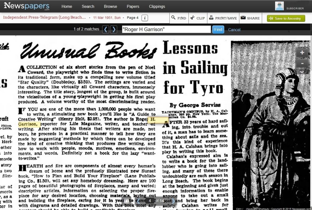 This newspaper page has a blurb about my grandfather's newly published book! Found on newspapers.com.