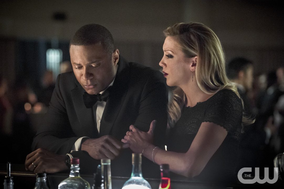 Arrow -- "Brotherhood" -- Image AR407B_172b.jpg -- Pictured: David Ramsey as John Diggle and Katie Cassidy as Laurel Lance -- Photo: Cate Cameron/The CW -- �© 2015 The CW Network, LLC. All Rights Reserved.