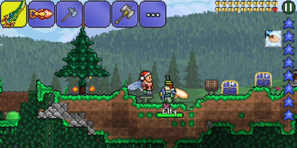 A screenshot of the sandbox game, Terraria.
