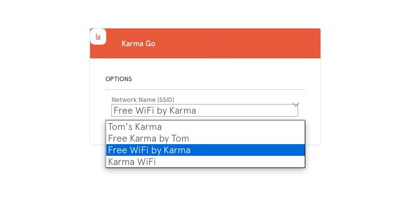Karma Go SSID Selection