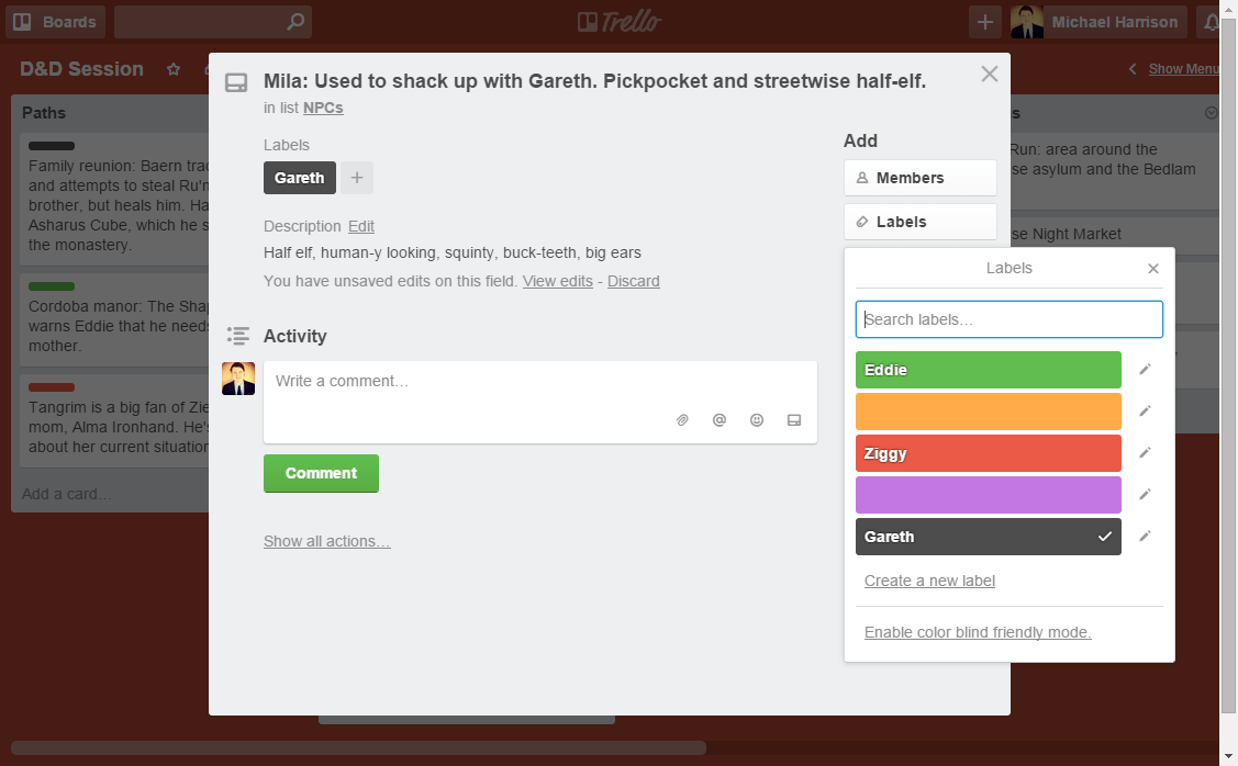Dungeon Masters and Trello - Labels