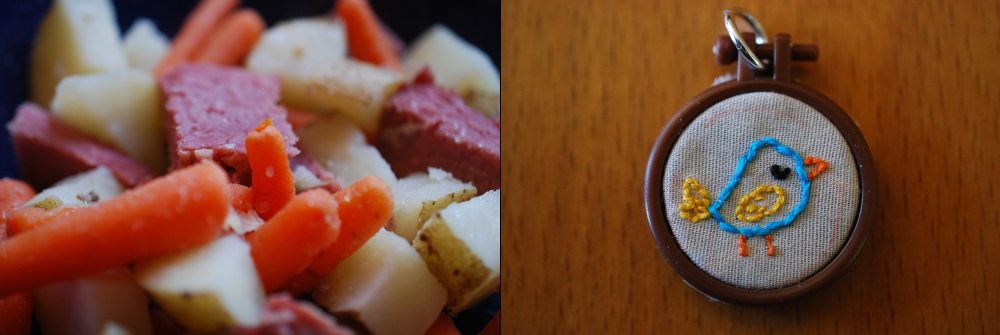 You can see salt crystals or individual stitches. Note how the stitches are in focus but the table, less than 1/4" lower, is out of focus. Photos: Jenny Bristol