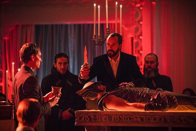 DC's Legends of Tomorrow -- "Blood Ties" -- Image LGN103B_0254b.jpg -- Pictured (L-R): Casper Crump as Vandal Savage and Falk Hentschel as Carter Hall/Hawkman -- Photo: Cate Cameron/The CW -- Ã?Â&copy; 2016 The CW Network, LLC. All Rights Reserved.