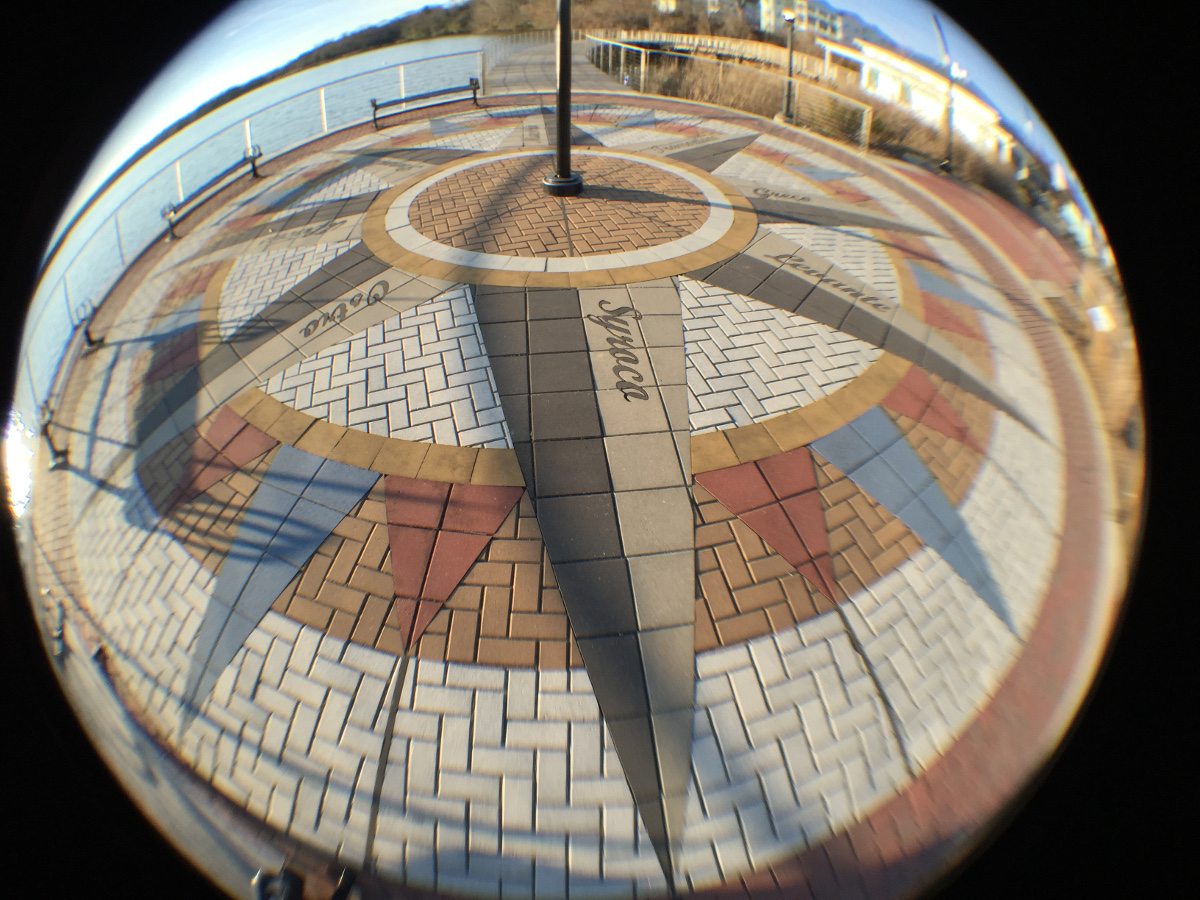 A fisheye view of the brickwork at Leonardtown MD Wharf.