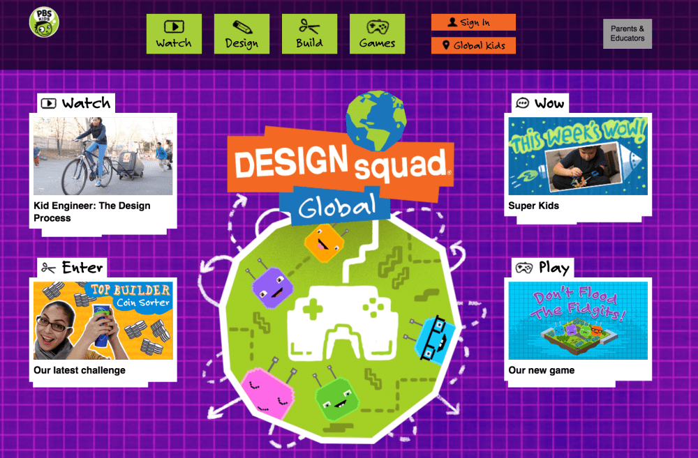 Design Squad Global home page. WGBH 2016
