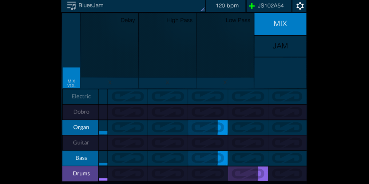 Screenshot from iPhone showing the jam mix interface.
