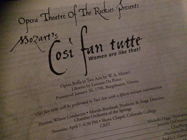 We had a flyer with a synopsis of each act, as well as information about the cast. The Metropolitan HD simulcasts have something similar available at the theaters. Image credit: Patricia Vollmer