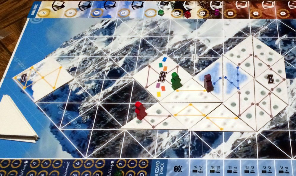I (red player) decided to blaze my own trail to halfway camp. (Prototype shown) Photo: Jonathan H. Liu