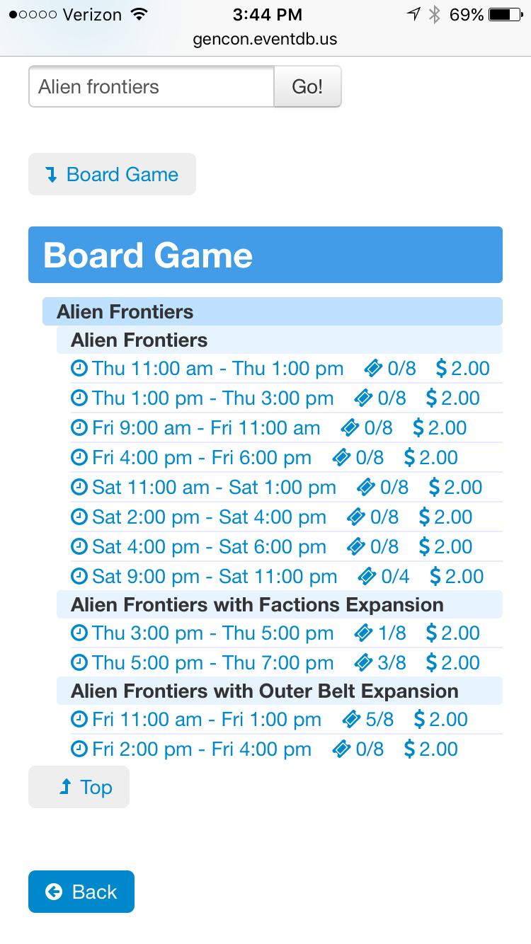 GenCon Event DB