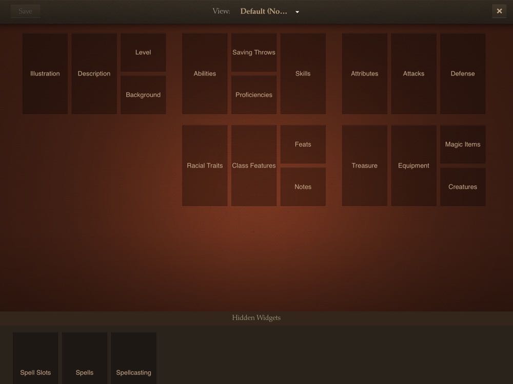 Character Layout editing Screen