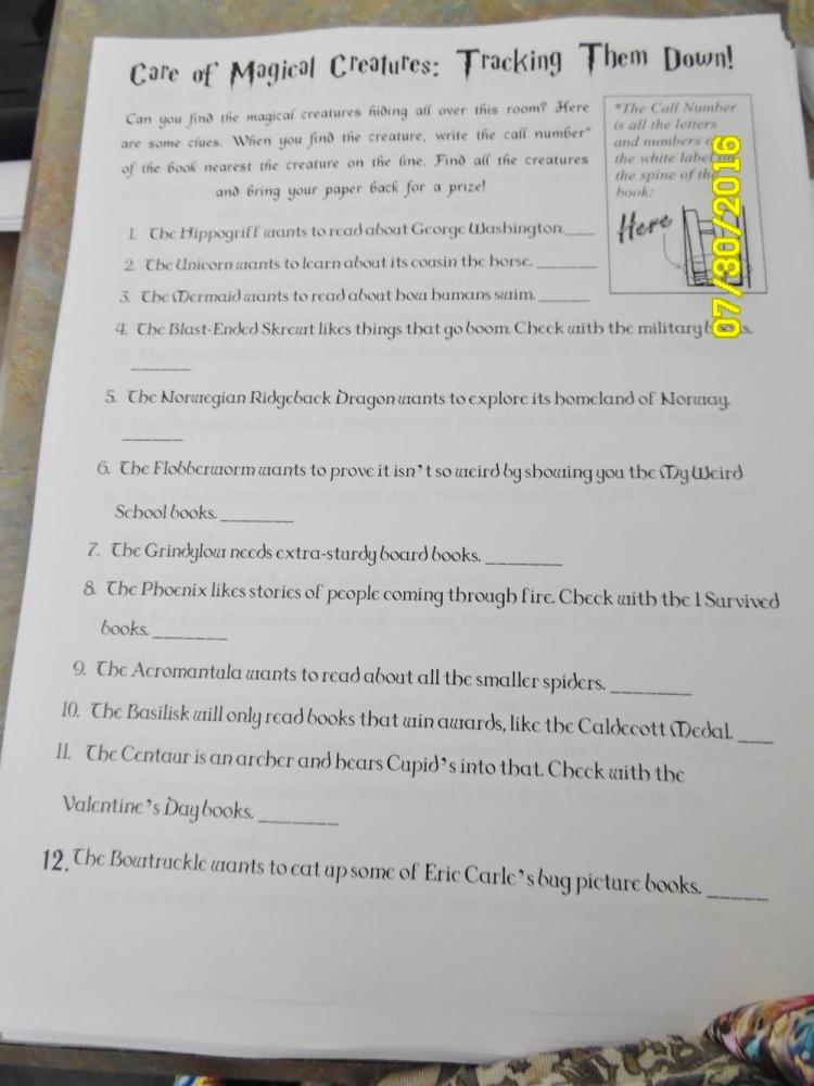 Magical Creatures Scavenger Hunt