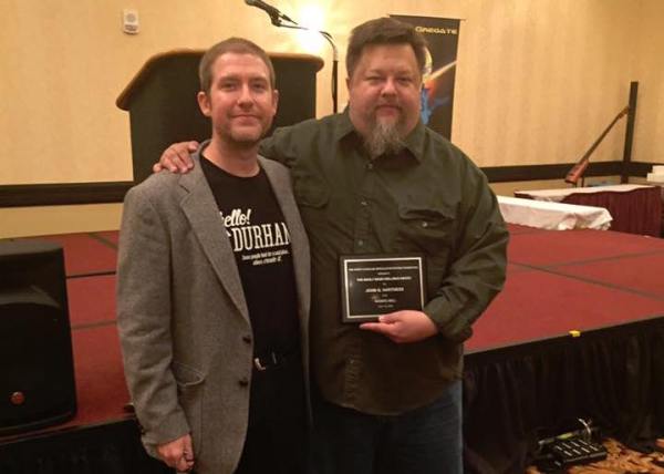 Award winner Hartness (right) with Samuel Montgomery-Blinn of NCSFF
