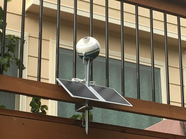 This unusual-looking apparatus measures the weather and takes imagery of the sky overhead. Image credit: Patricia Vollmer