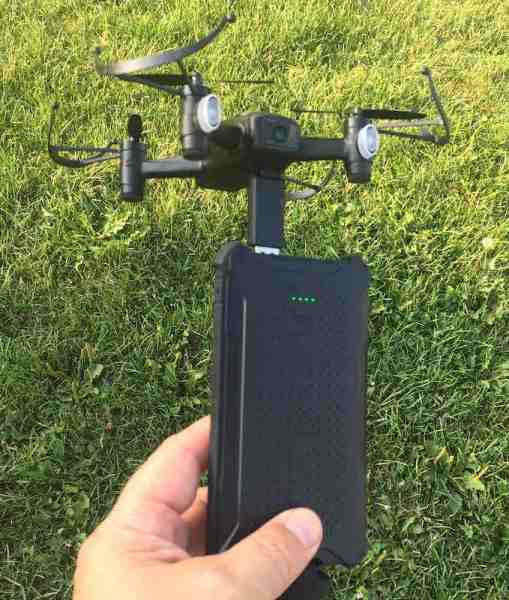 Black Talon drone recharges via USB