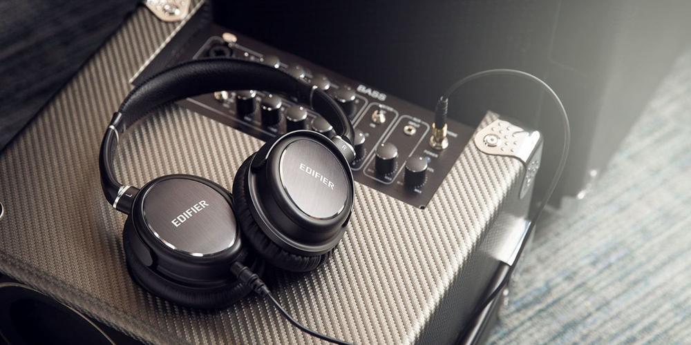 Edifier headphones on an amplifier