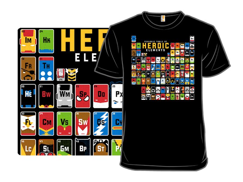 The Heroic Elements T-Shirt, perfect gear for back-to-school. Image: shirt.woot.