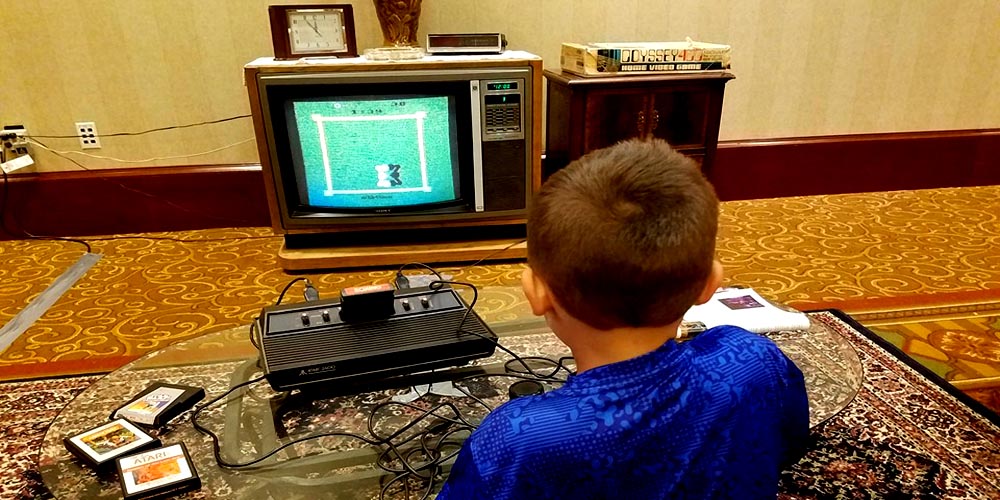 My Son Nicky in the Retro 80s Living Room