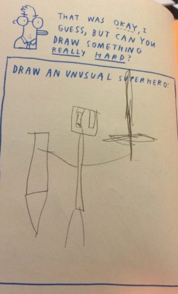 c. S.W. Sondheimer art by I, age 6 1/2. I am told his name is EnderSteve. I don't know what that means.