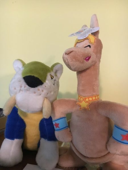 Chunky and Wonder Woman's Kanga, keeping each other company. Photo by Corrina Lawson