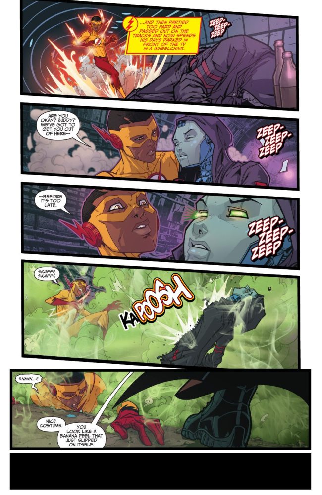 Kid Flash's segment in Teen Titans, where the artist shows off. :) Image copyright DC Comics