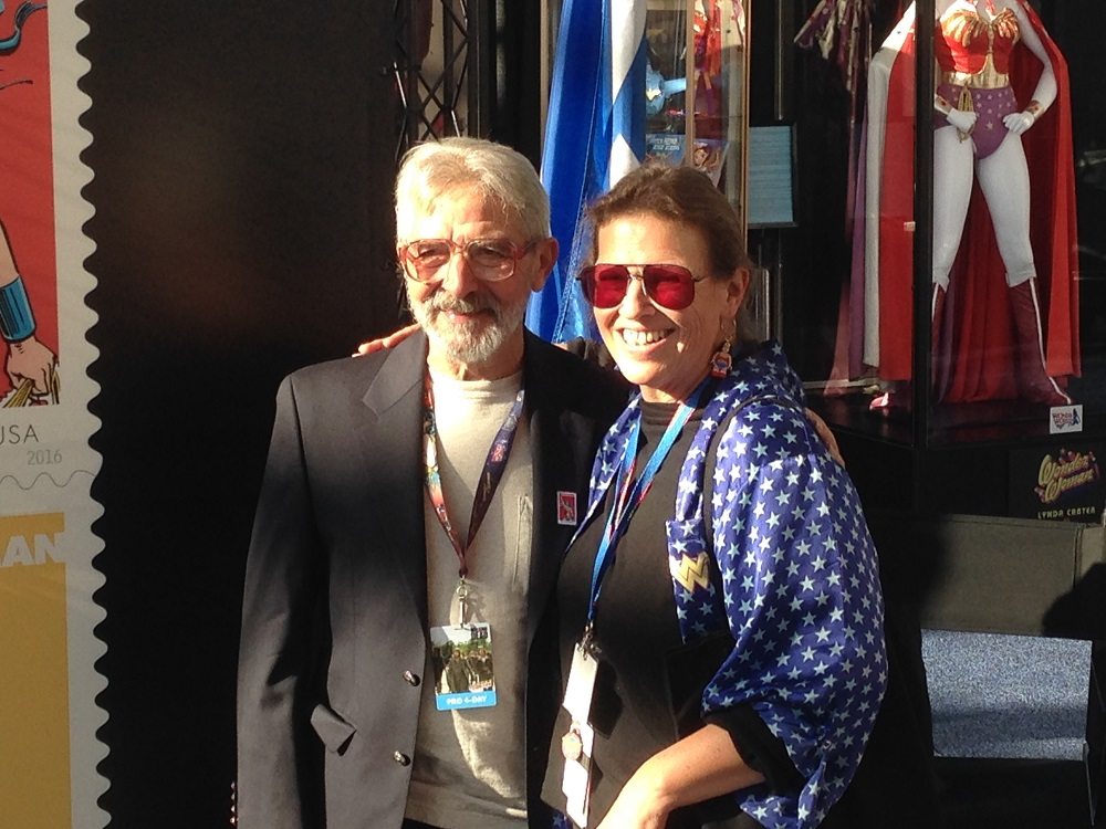 Jose Luis Garcia-Lopez with Christie Marston, the granddaughter of Wonder Woman's creator, William Moulston Marston