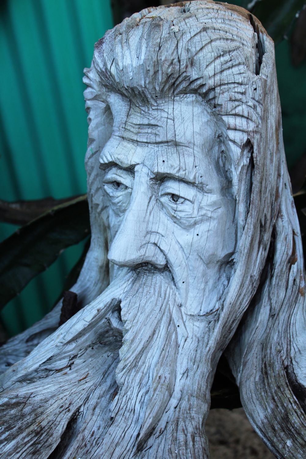 Peter also carves amazing wizards and curious creatures, working with the shape of the driftwood.