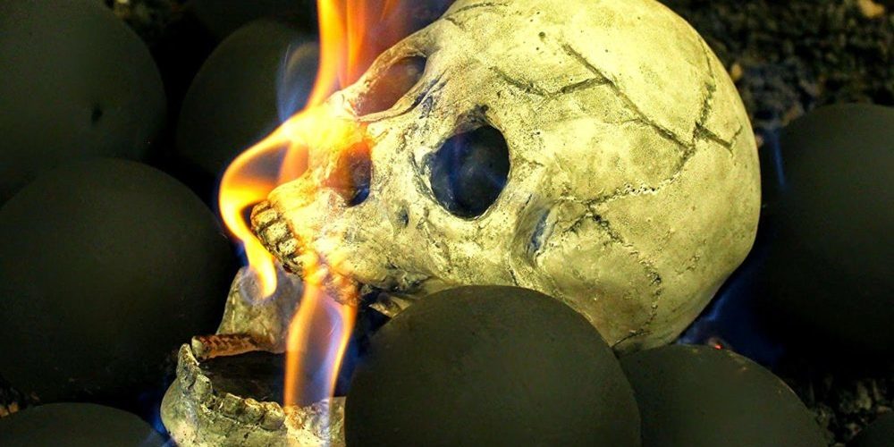 flaming skull