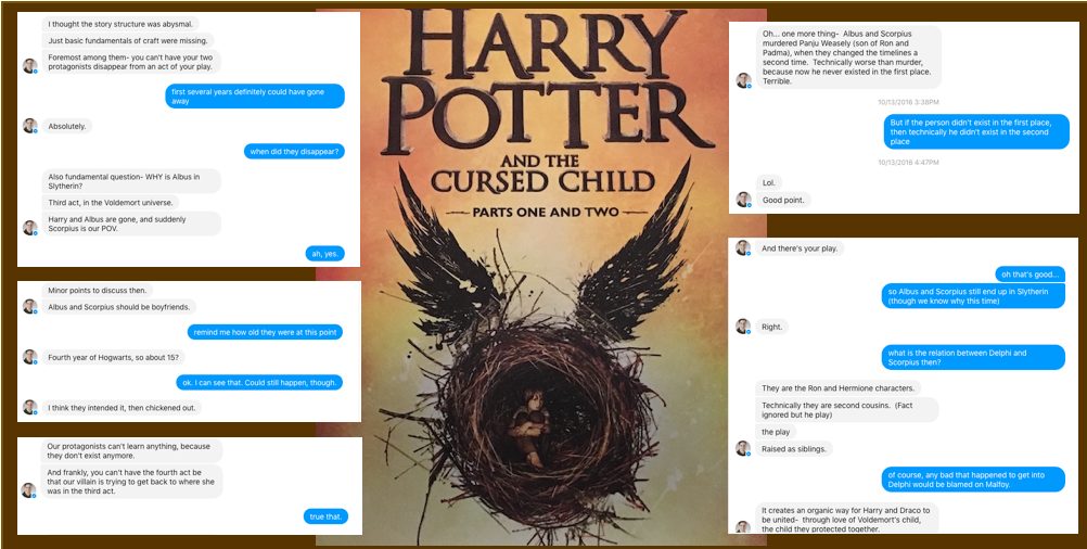 Screenshot of chat about Cursed Child