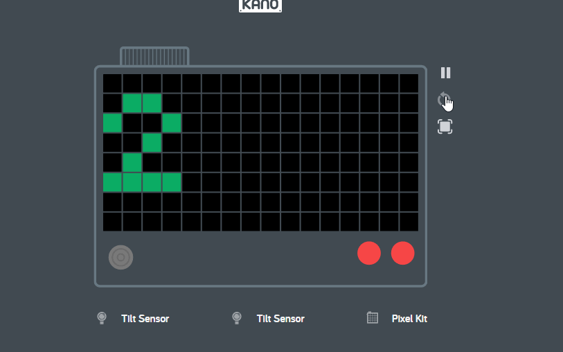 The Kano Pixel Kit program my son built.