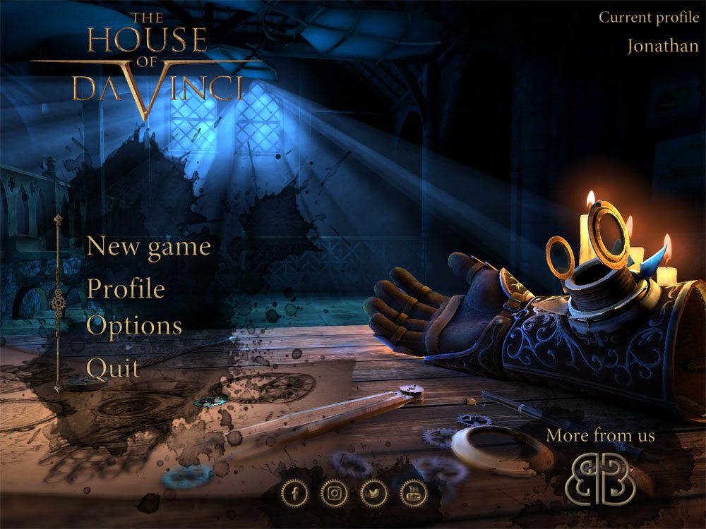 The House of Da Vinci menu screen