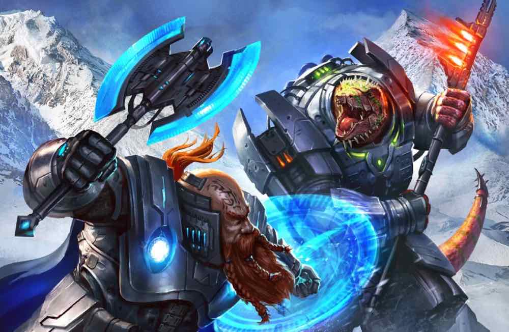 A dwarf fights a vesk