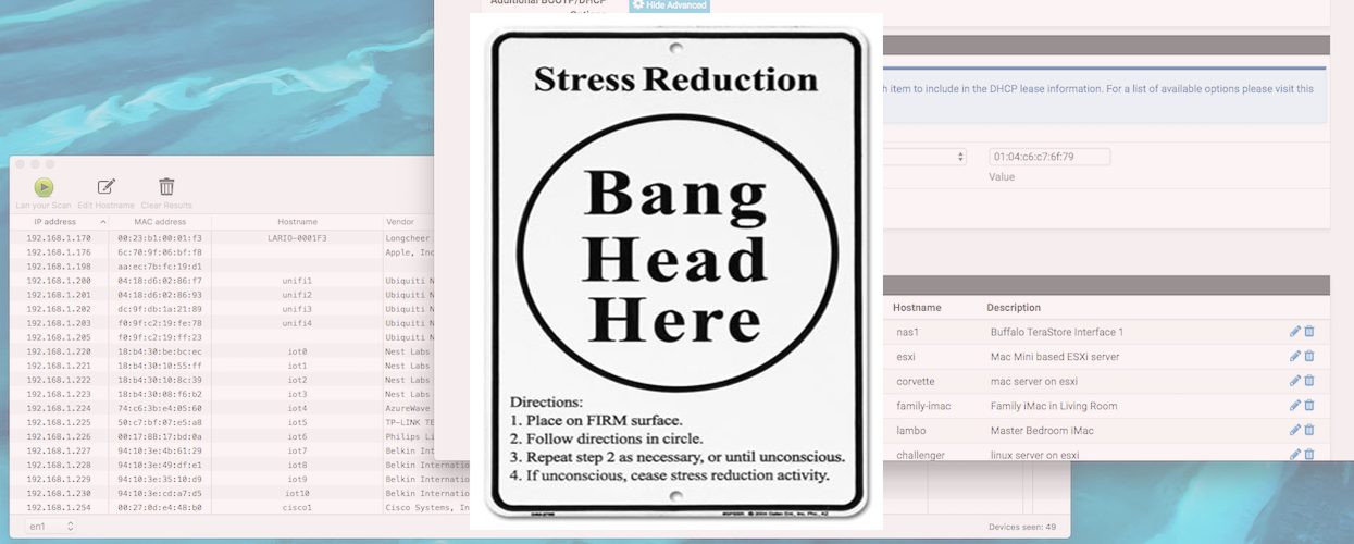 Desktop with application windows in the background and a large sticker over top labeled, "Band Head Here."