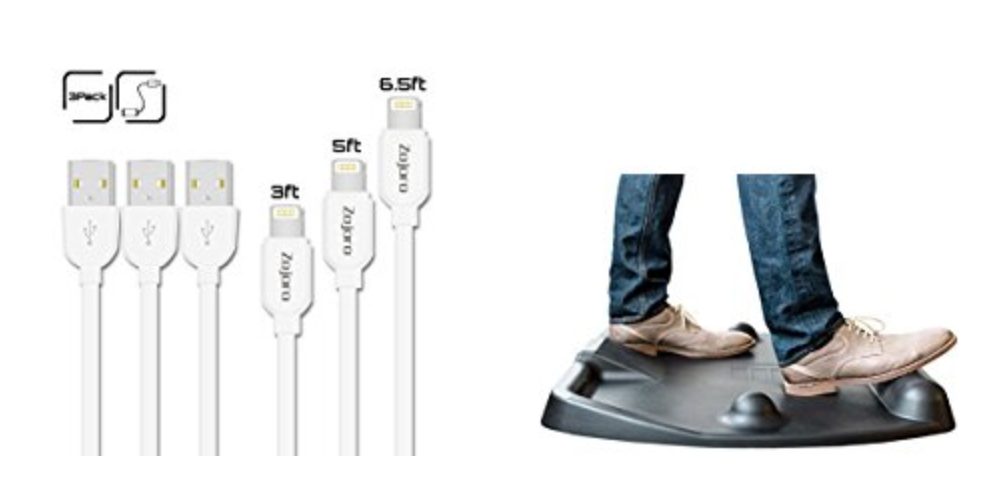 Geek Daily Deals 100317 lightning cables standing desk mat